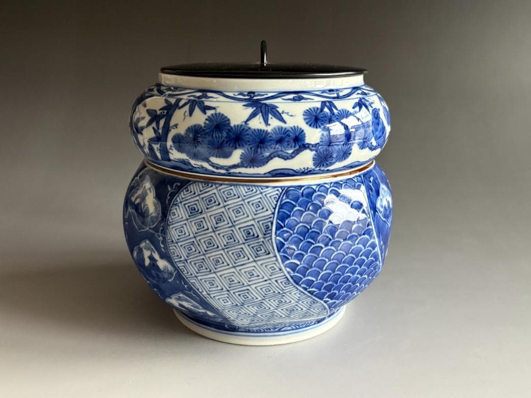 陳金海　青花祥瑞　水指　茶道具