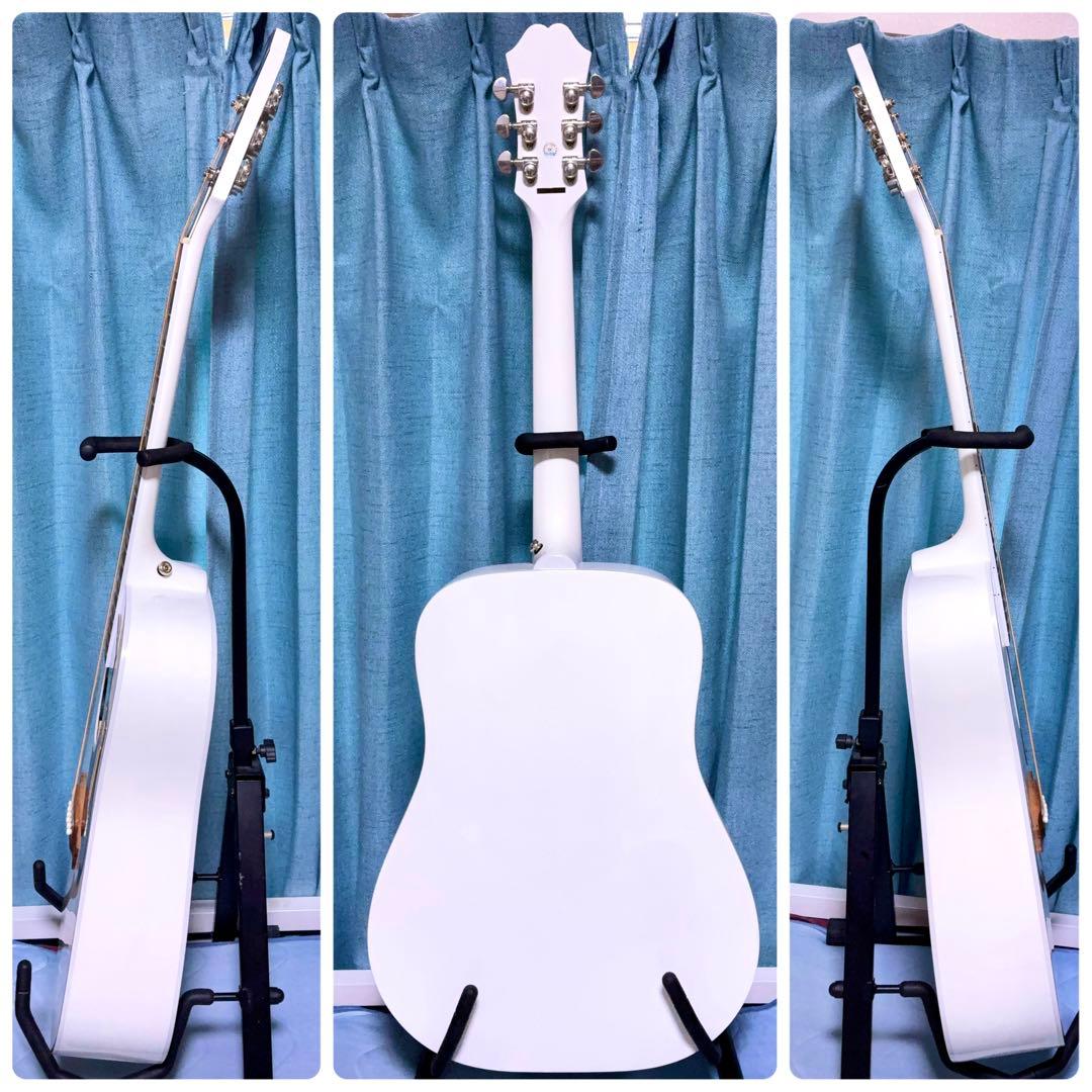【希少☆牛骨☆エレアコ】Epiphone☆ハミングバード☆限定カラー☆ホワイト☆