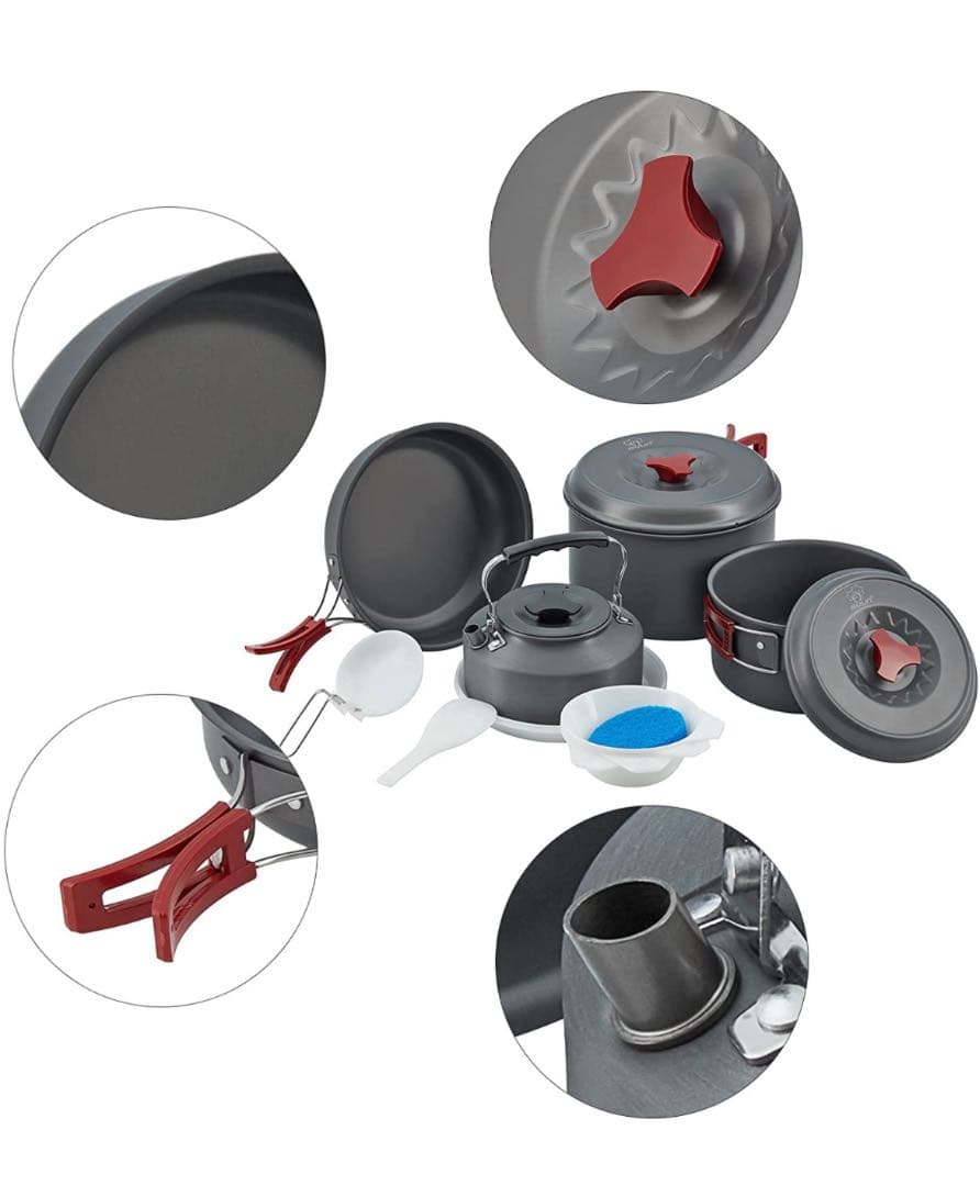 キャンプ鍋 クッカー14点セット アウトドア鍋 アウトドアクッカー アルミニウム