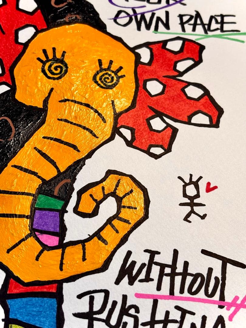 「 焦らない勇気。比べない勇気 」｜絵画 原画 抽象画 絵 動物画 ドローイング