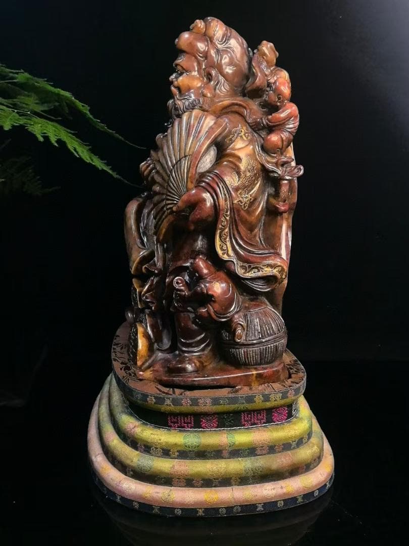 天師鍾馗の印鑑・寿山石极品月尾紫彫り｜宗教美術｜吴昌碩作款｜細密彫｜風水置物