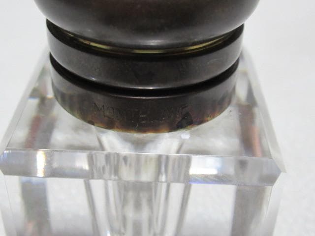 ◆非売品 1970年代！モンブラン クリスタルインクウェル 真鍮製蓋付 インク瓶