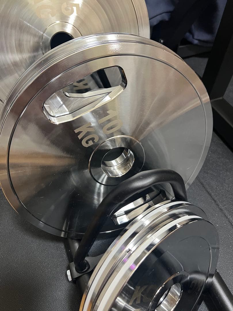 10kg ダンベルプレート シルバー/グリーン　２枚