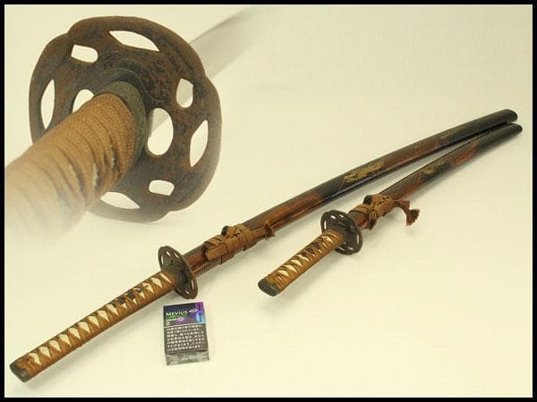 武具 模造刀 大刀 小刀 セット 鞘龍彫刻(メ1483)