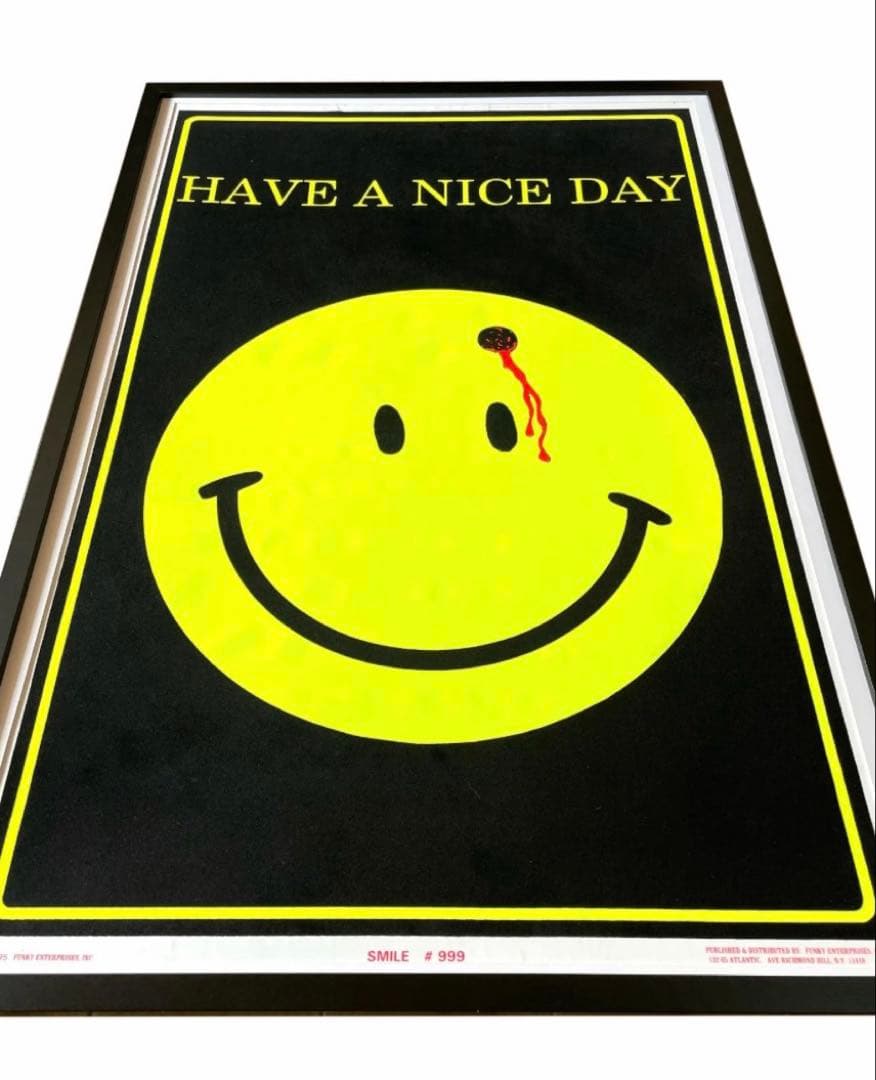 1995 ぶち抜きスマイル vintage ポスター フェルト 額装付き