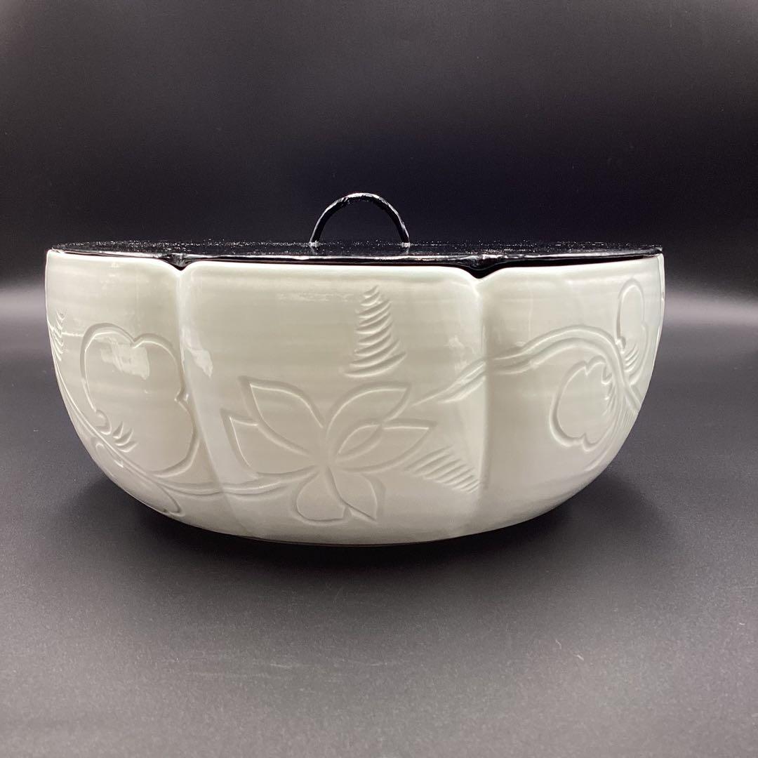 平水指　刻花草文　楽山窯　榊原勇一作　古物　桐箱入