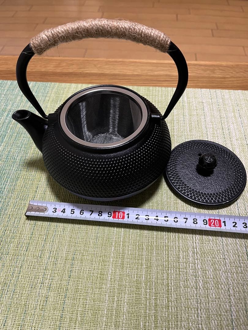 【未使用美品】南部鉄器0.6L　鐵瓶　茶器　茶道具　釜敷付き　伝統工芸