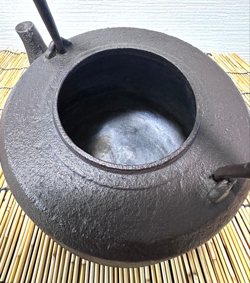 未使用、山形水沢 伝統工芸士 菊池 政光作 飾銅蓋 南部鉄瓶　南部鉄器　鉄瓶