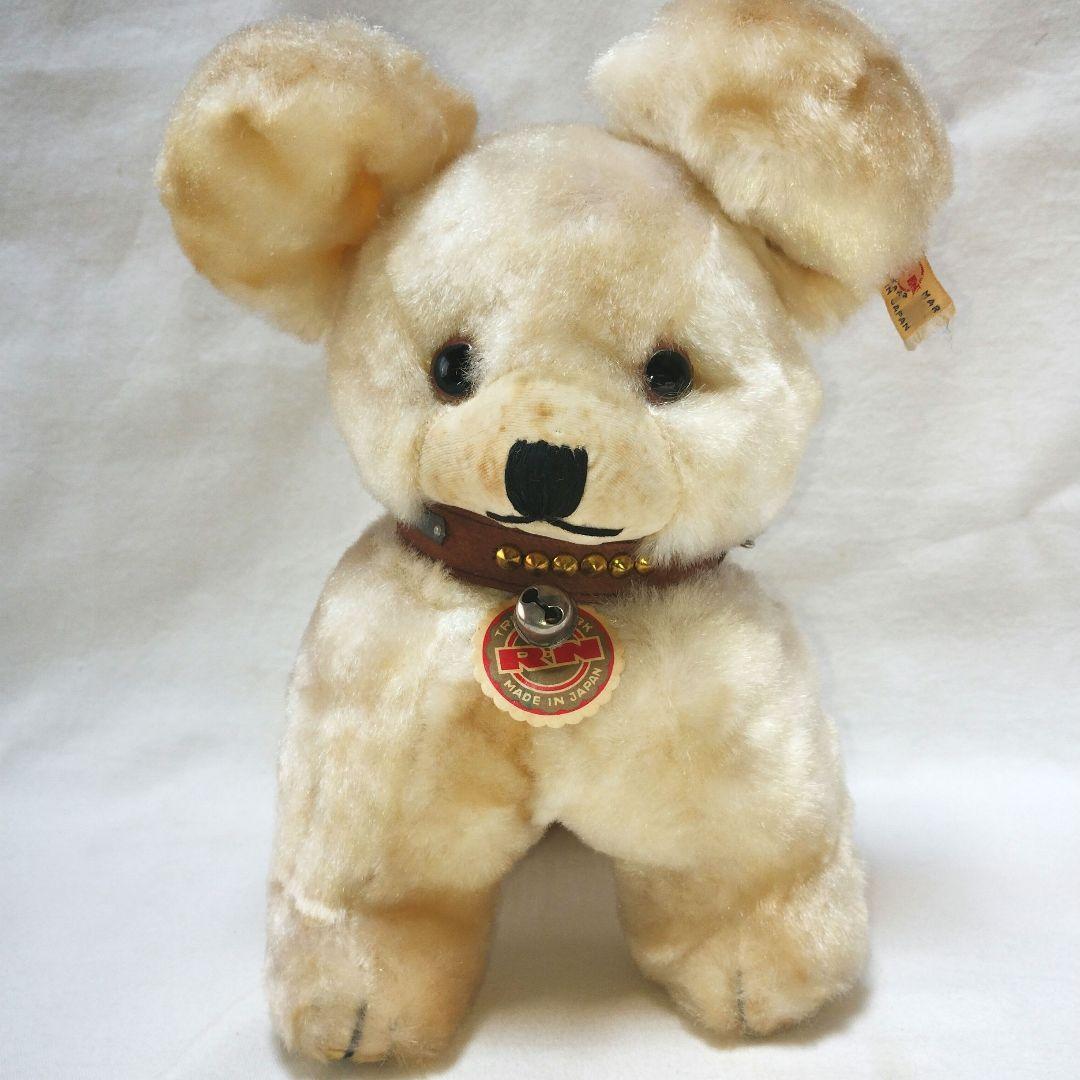 【昭和レトロ】紙タグ付 白い小犬のぬいぐるみ アンティーク　日本製