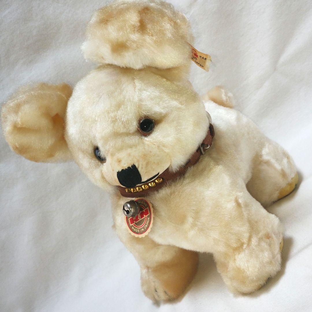 【昭和レトロ】紙タグ付 白い小犬のぬいぐるみ アンティーク　日本製