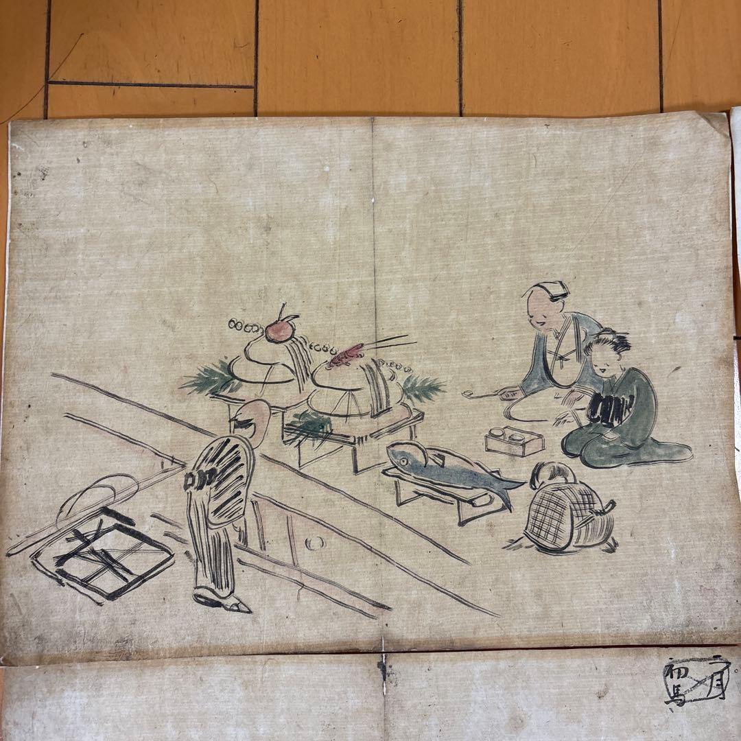 希少価値　江戸時代の庶民の暮らし　諸職人物画譜　絵手本　12枚セット