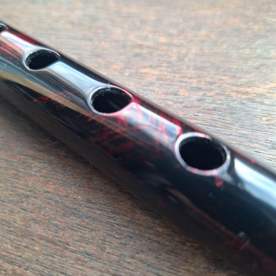 篠笛　古典調　7穴　五本調子　天地藤巻き　超鐵仕様　黒地／赤①