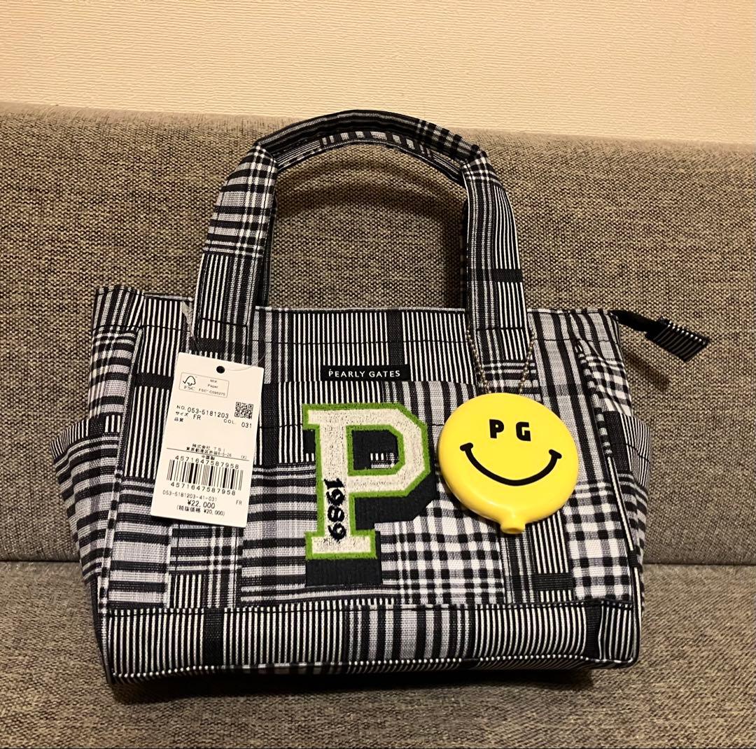 新品　パーリーゲイツ　SMILEチャーム付き チェック柄カートバッグ