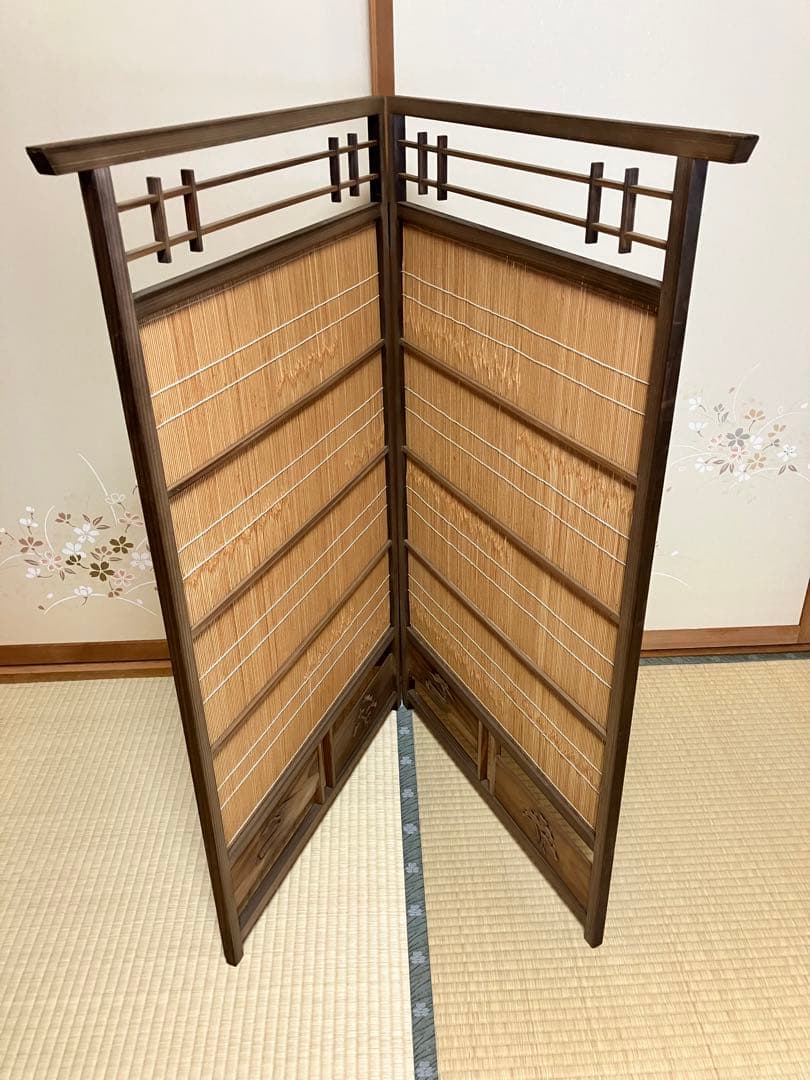 お値下げ　簾戸　衝立　漆塗り　ビンテージ　もう作れない　明治時代　建具