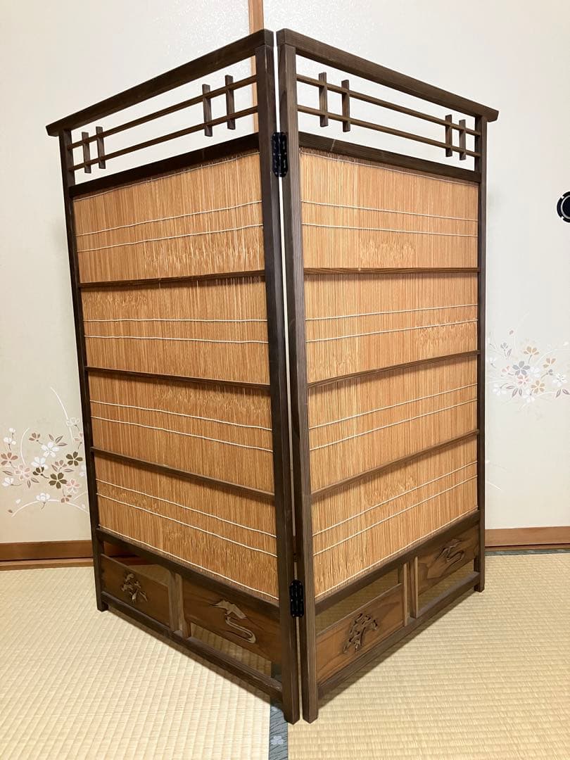 お値下げ　簾戸　衝立　漆塗り　ビンテージ　もう作れない　明治時代　建具