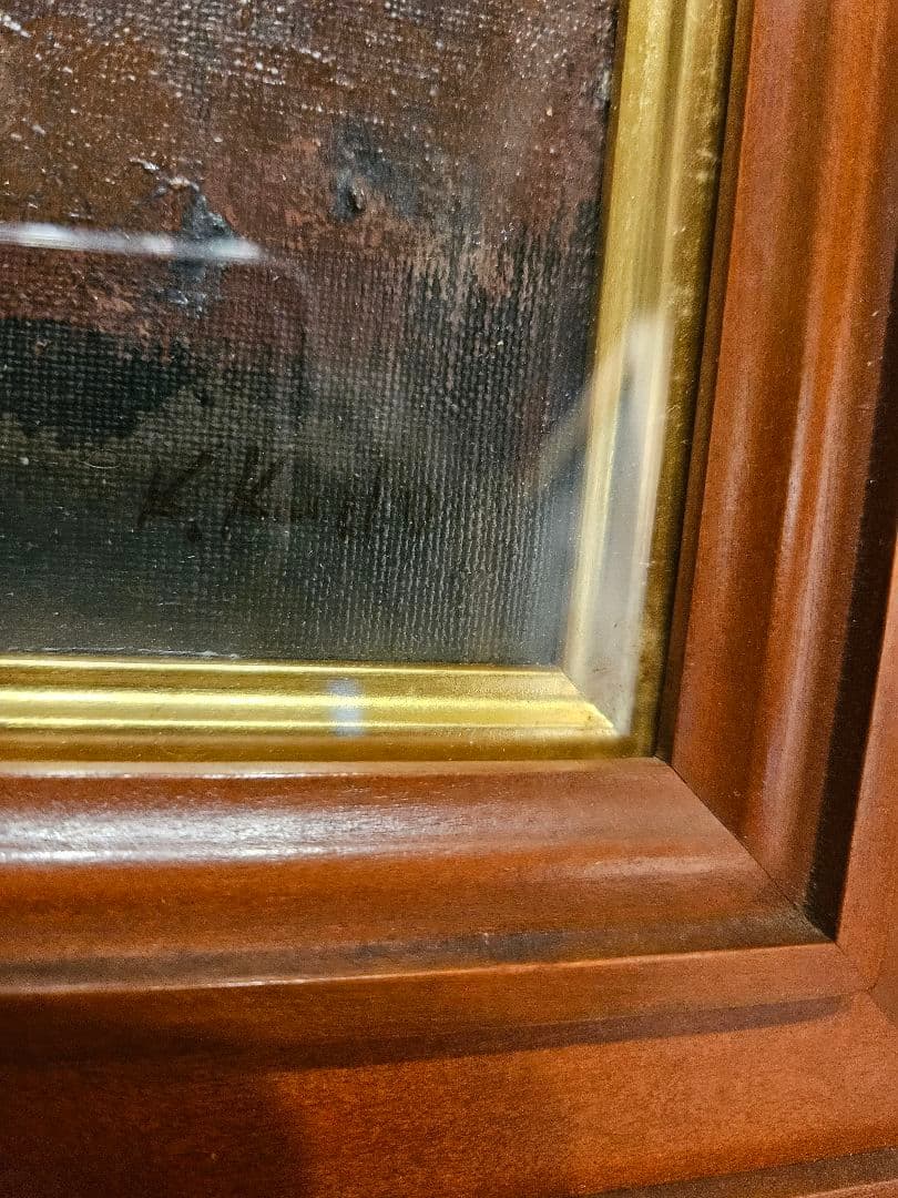 工藤和男「網干し場」油彩 8号 創元会元会長 労働者の賛歌 豪華額装 逸品