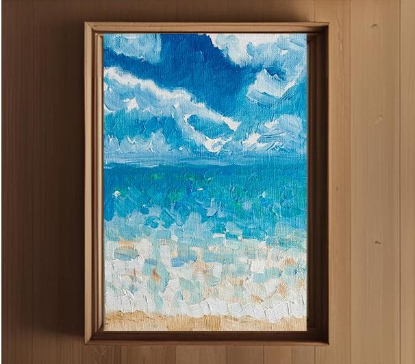 16×23㎝「晴れた日の海　6」油彩・原画・サムホール