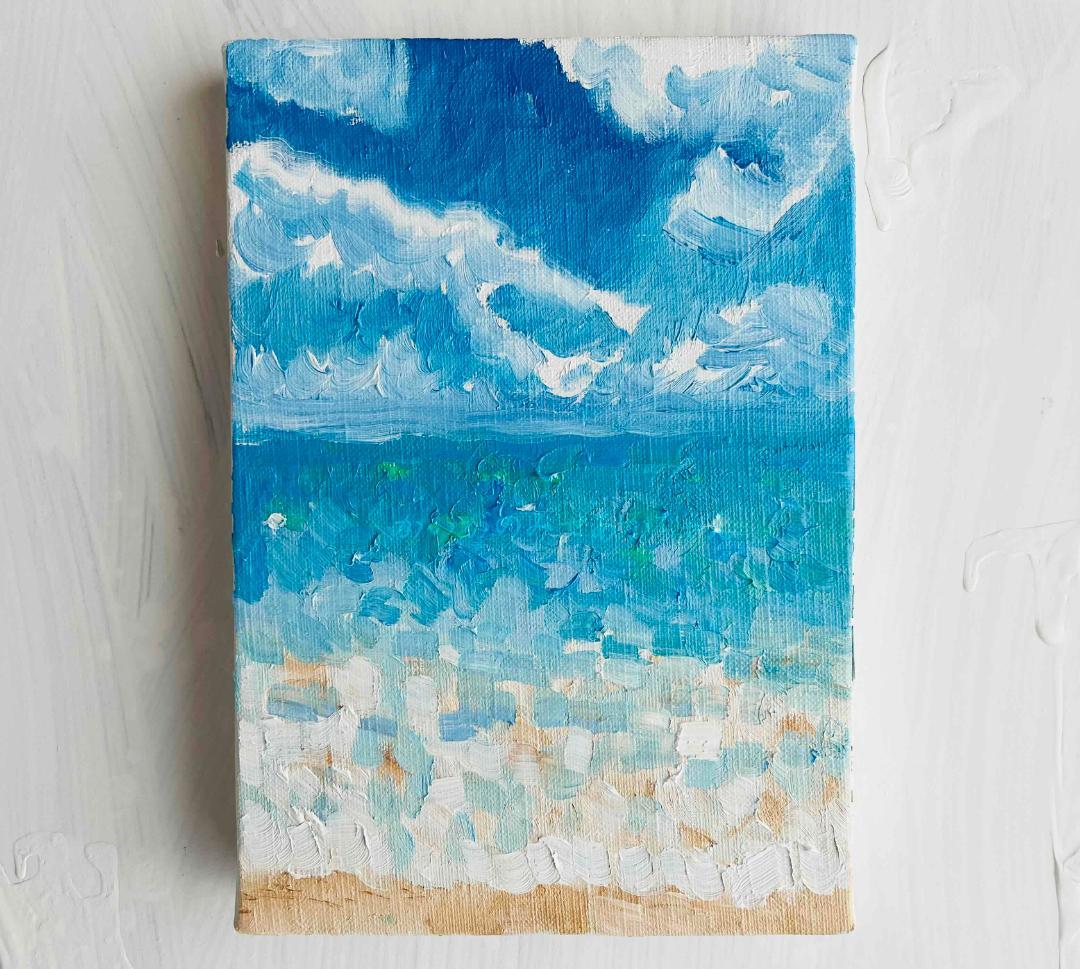 16×23㎝「晴れた日の海　6」油彩・原画・サムホール