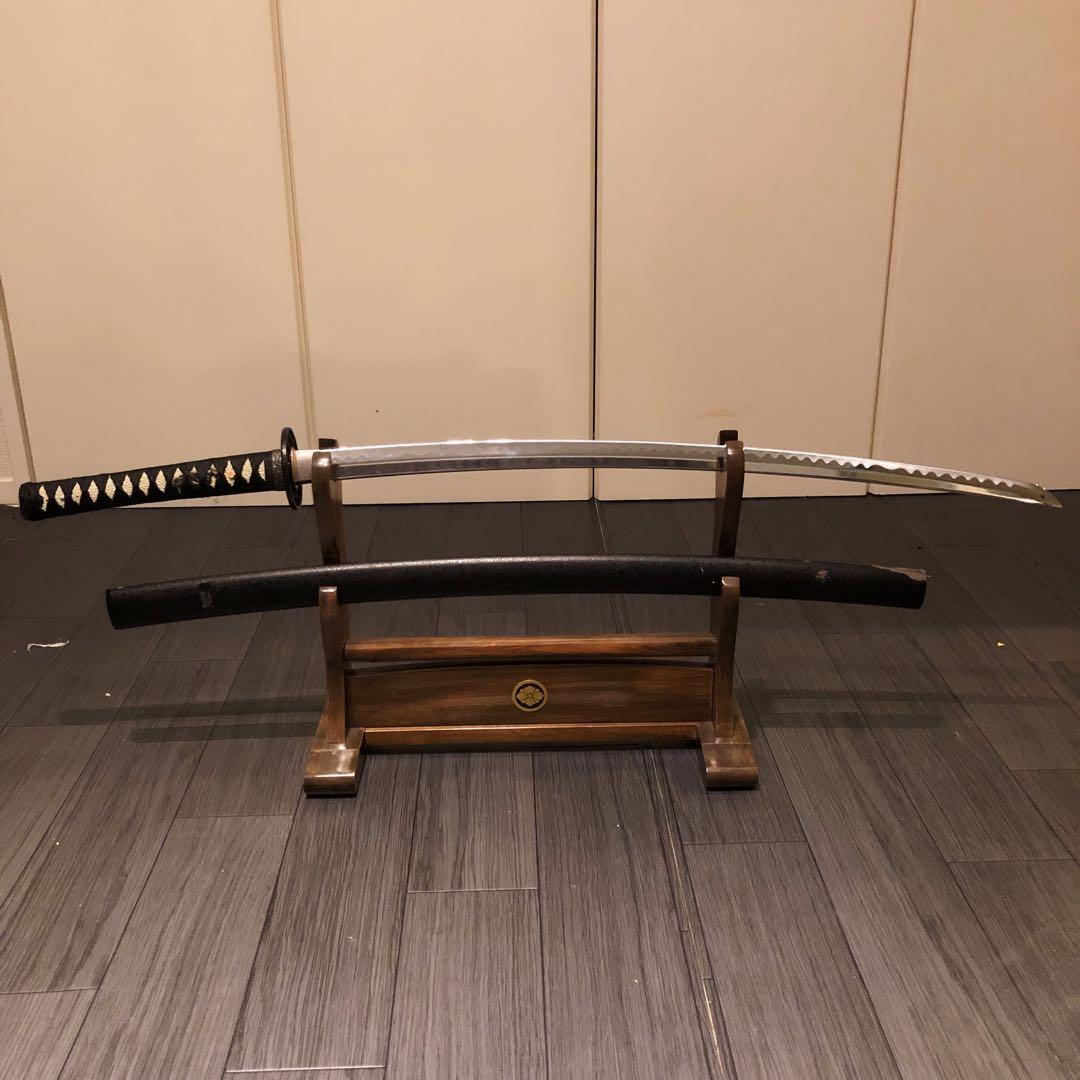 高級模造刀　優波紋　黒拵え　太刀　居合刀