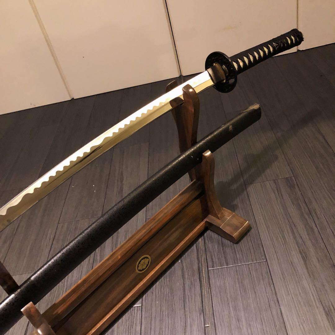 高級模造刀　優波紋　黒拵え　太刀　居合刀