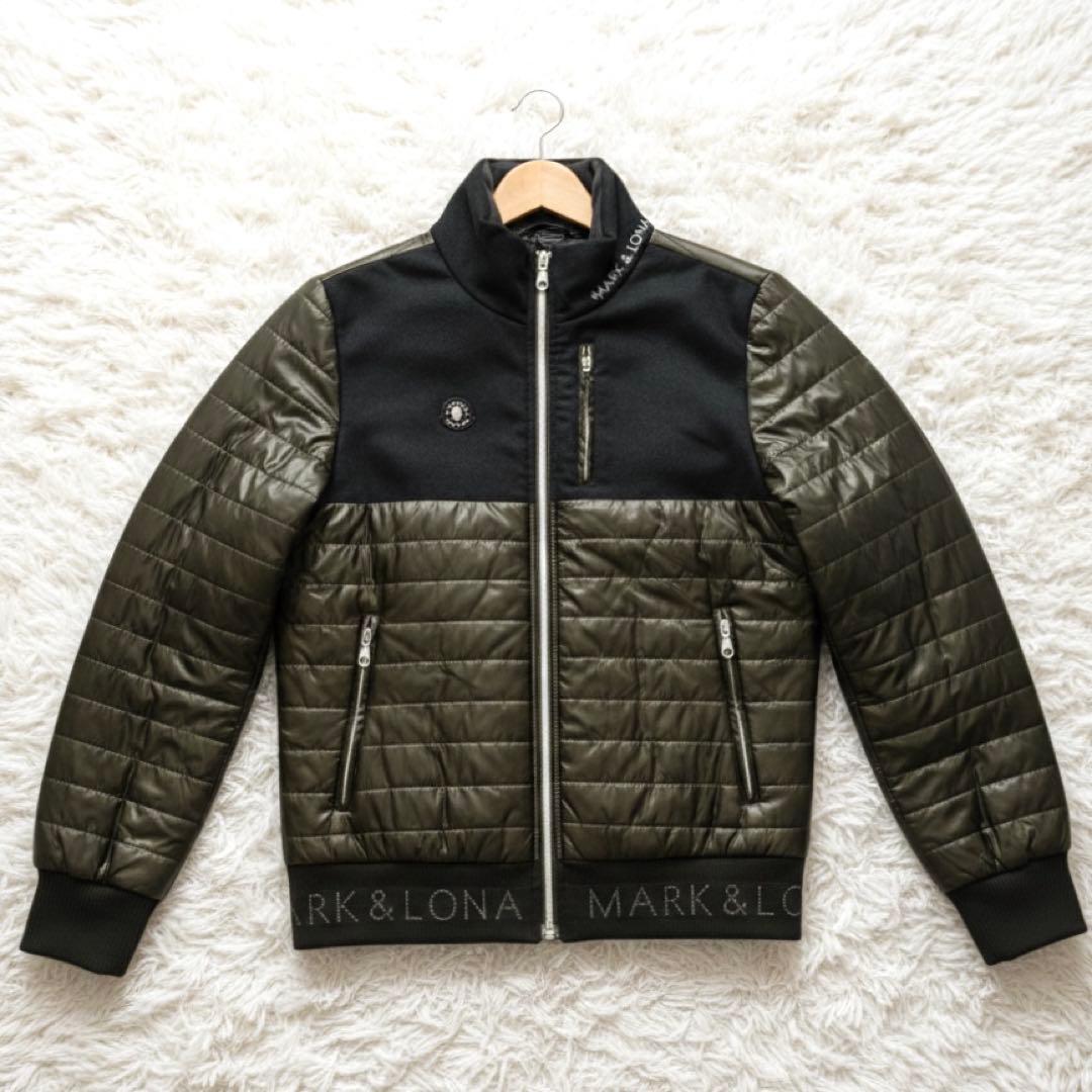 【美品】マーク&ロナ　中綿ダウンジャケット　カーキ×ダークグレー　M