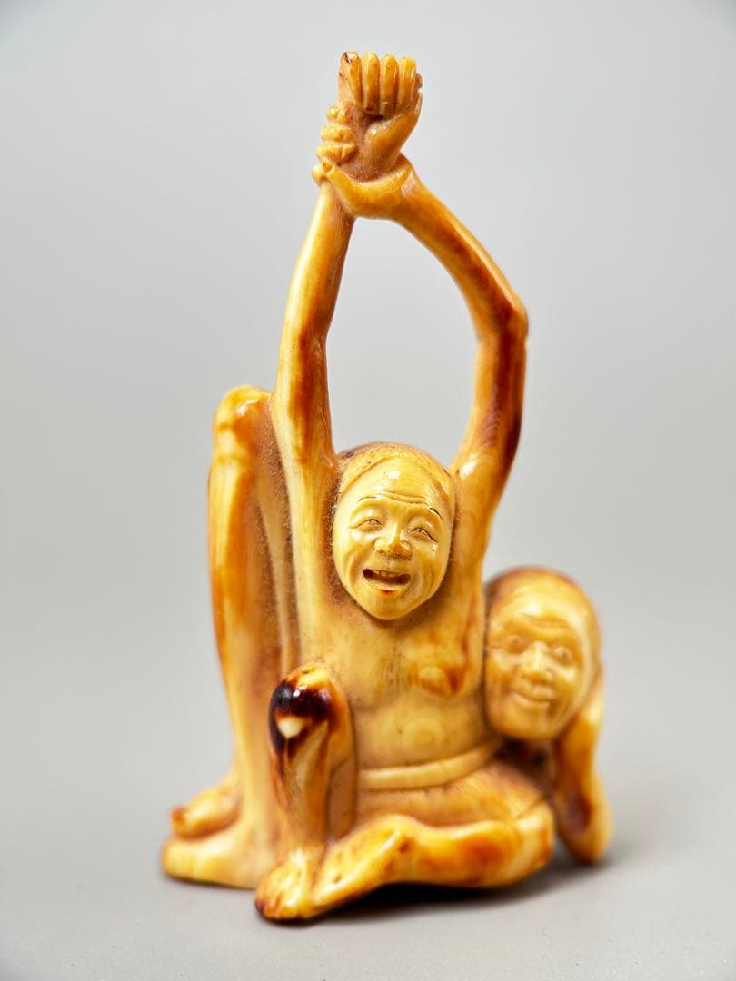 人物像 彫刻 彫刻極上根付天然素材アンティーク骨董飾り物古美術置物細密細工