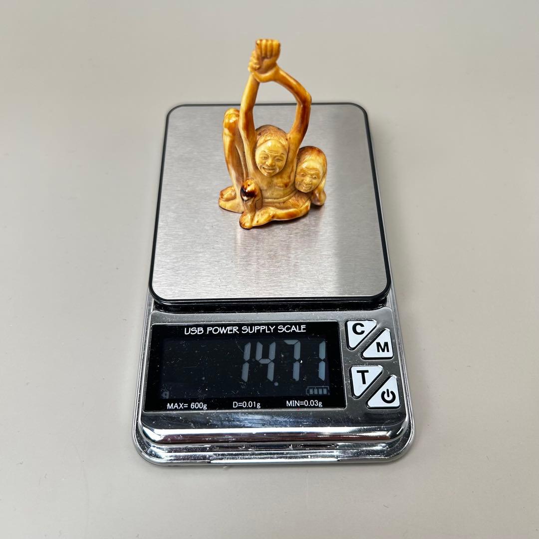 人物像 彫刻 彫刻極上根付天然素材アンティーク骨董飾り物古美術置物細密細工