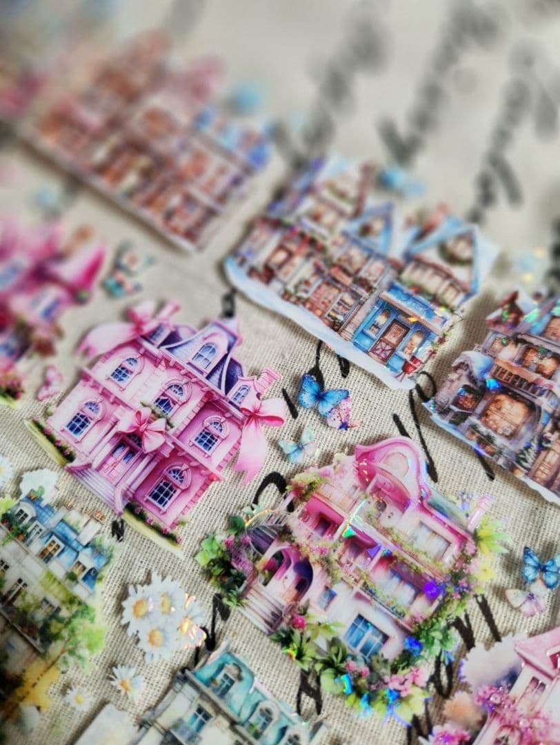 コラージュ マステ 家 背景 人物 各1ループ 切り売り おすそ分け