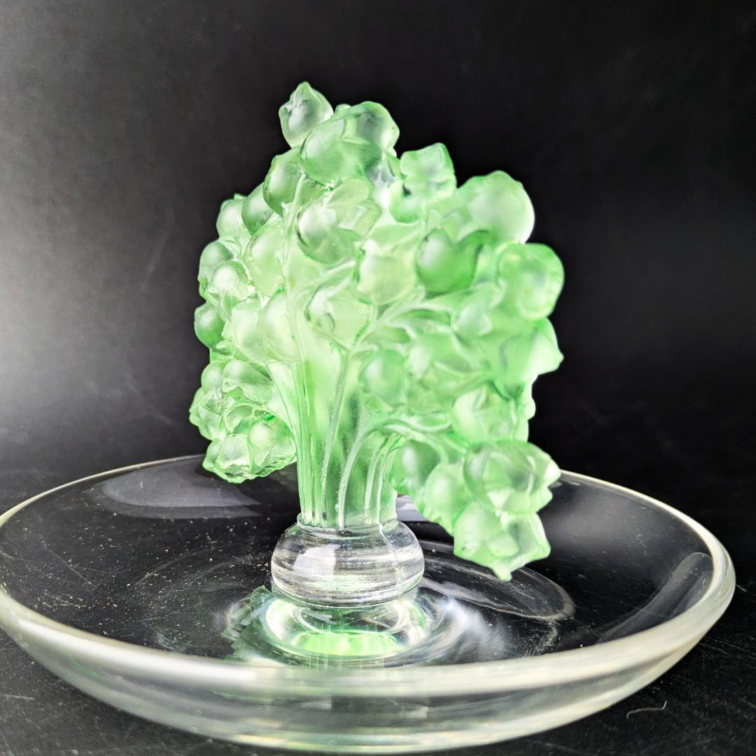 いちりんりんさん専用ルネ・ラリック幸運の鈴蘭ミュゲ緑彩パティナリングディッシュ希