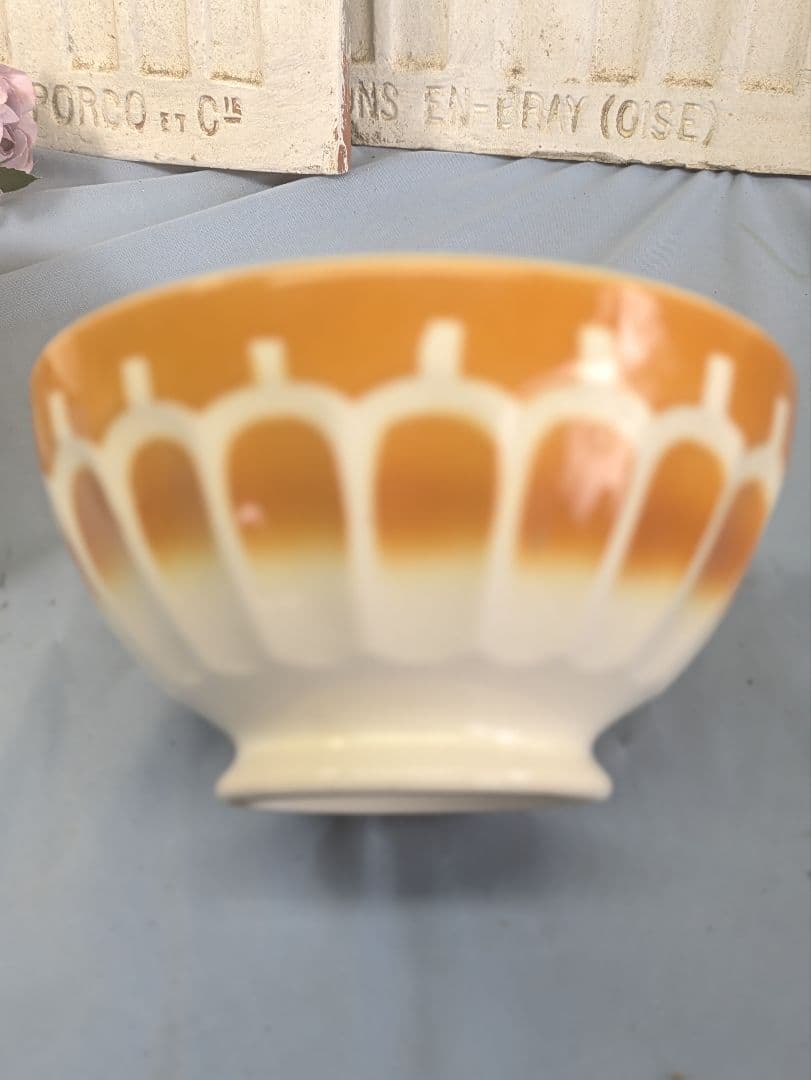 フランス アンティーク Luneville カフェオレボウル 直径15cm ペア