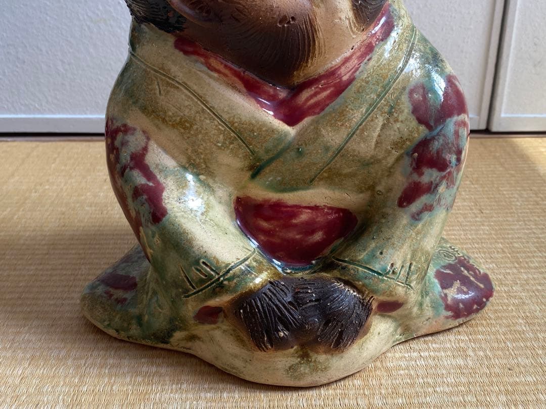 信楽焼 狸 たぬき タヌキ 女将 縁起物 インテリア 置物 陶器人形 お福さん