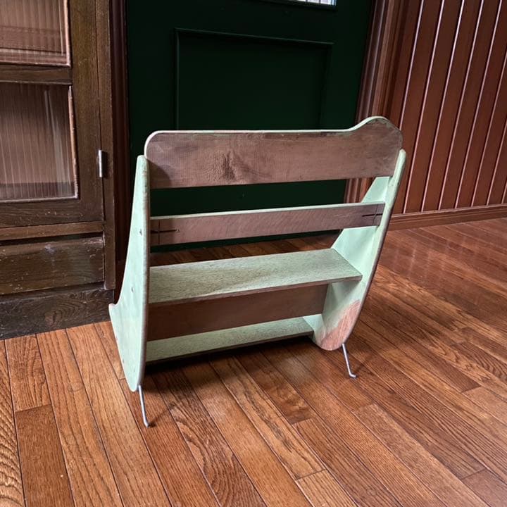 昭和レトロ　本棚　レトログリーン　古い本棚　アンティーク