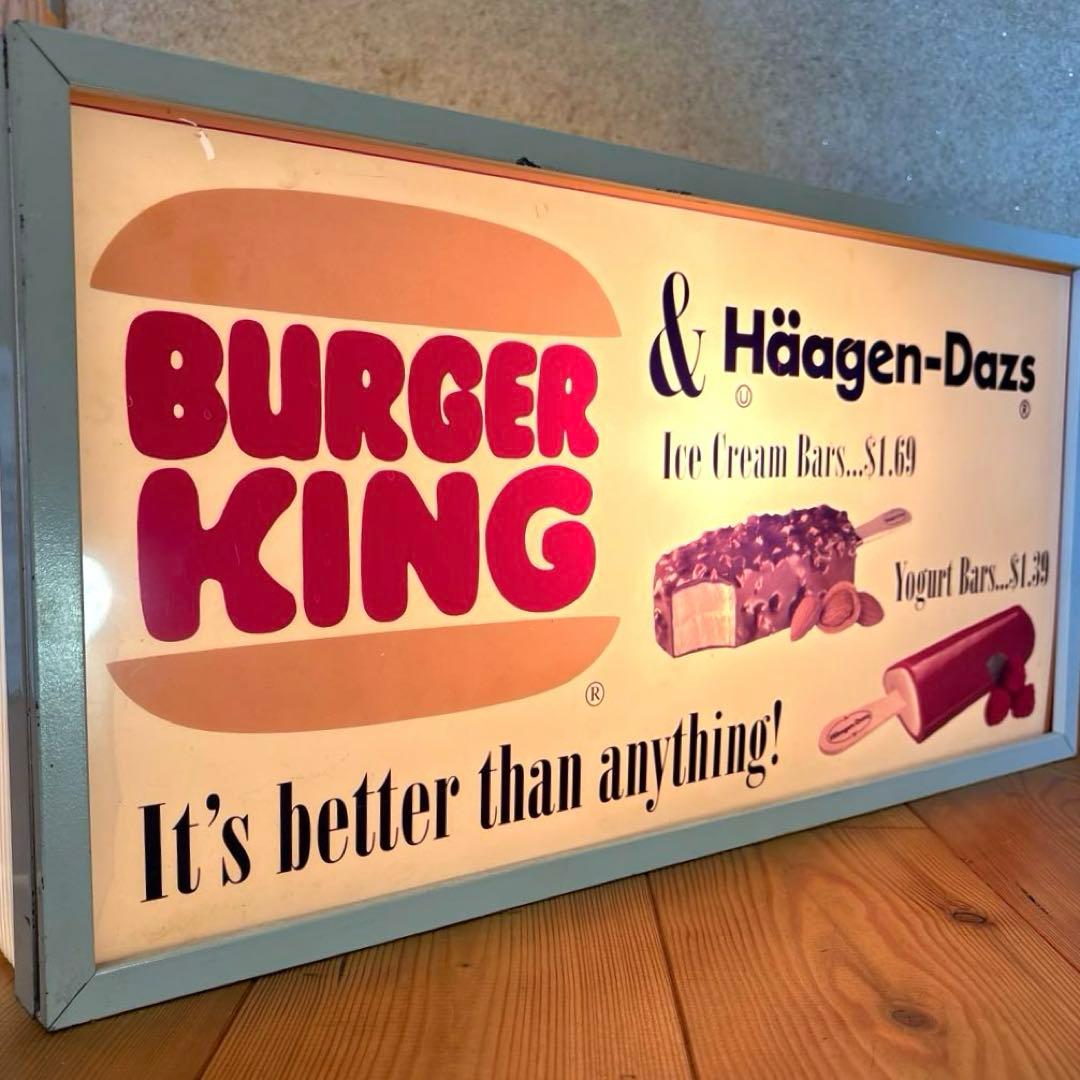 70年代　バーガーキング　旧ロゴ x ハーゲンダッツ　ライトアップ　看板　店舗用
