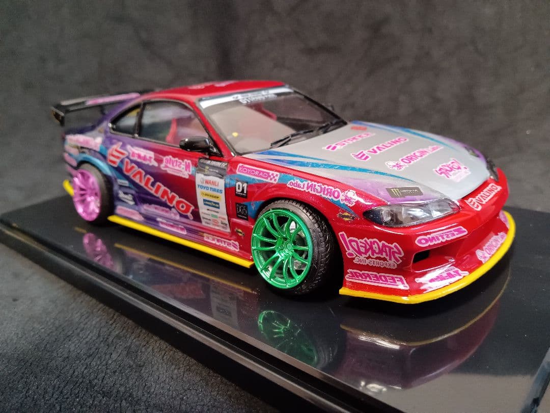 アオシマ 1/24 ニッサン S15シルビア D1プラモデル 完成品 ケース付