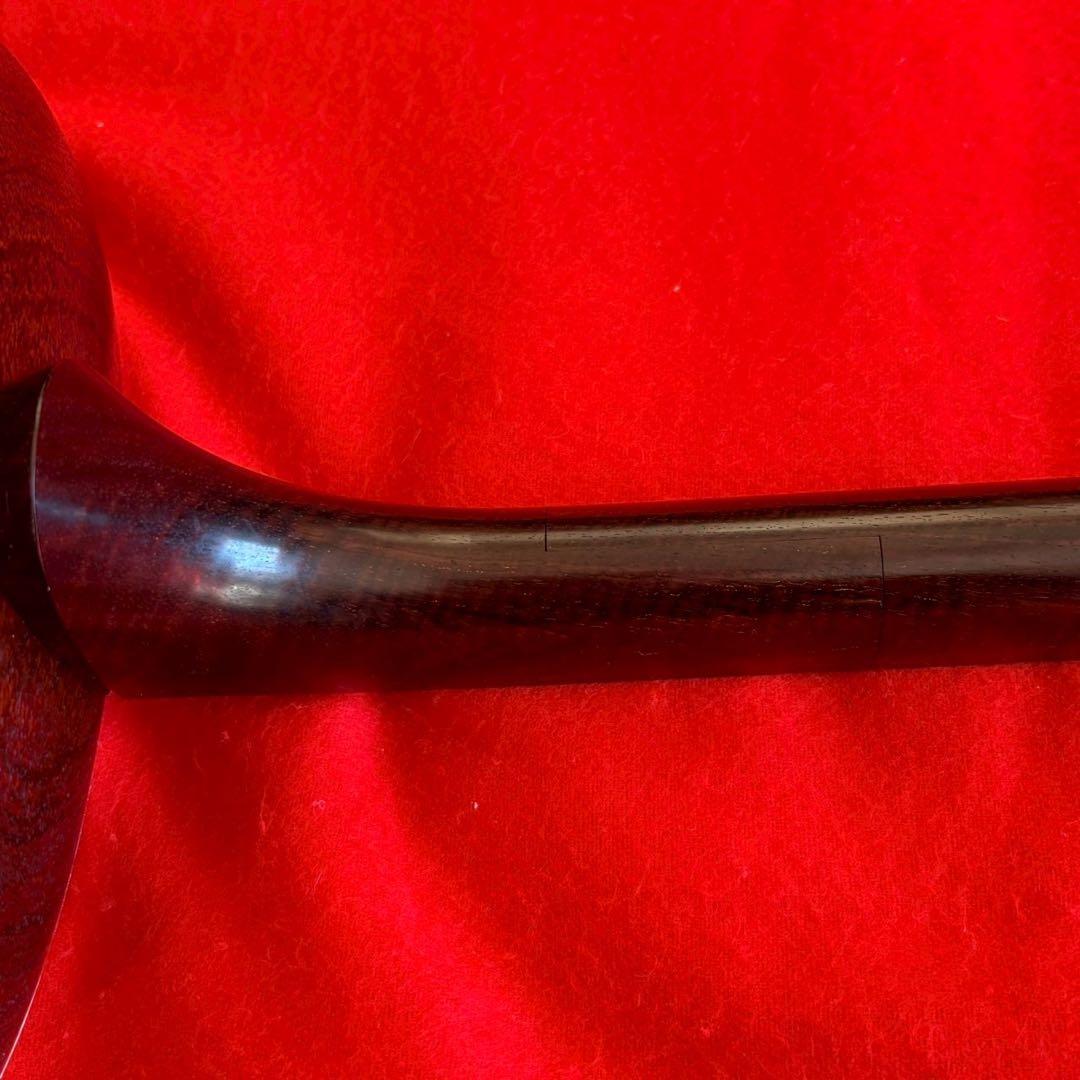 中棹 長唄三味線 紅木 金細 三つ折り 子持ち綾杉胴 犬皮 両面 ハードケース付