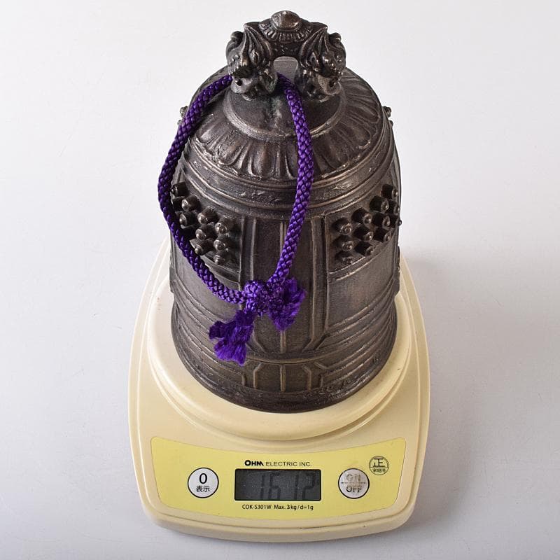 高岡銅器　晴光作　砂張　喚鐘　小槌付　共箱　M　R8443