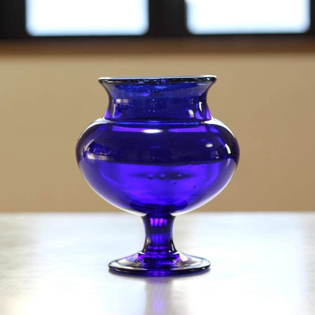 【貴重・サイン入り】エリックホグラン　Erik Hoglund　ブルー 花器花瓶