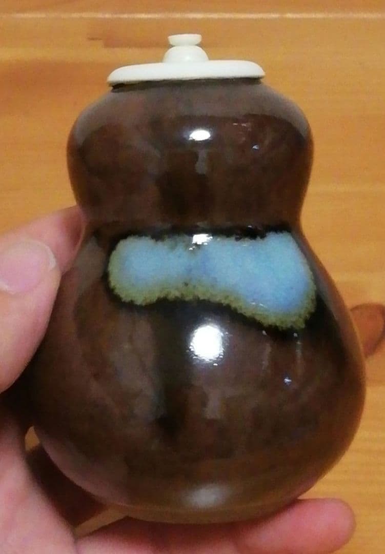 尋牛斎書付　膳所焼　銘『仙人』　瓢　茶入　共箱　茶道具