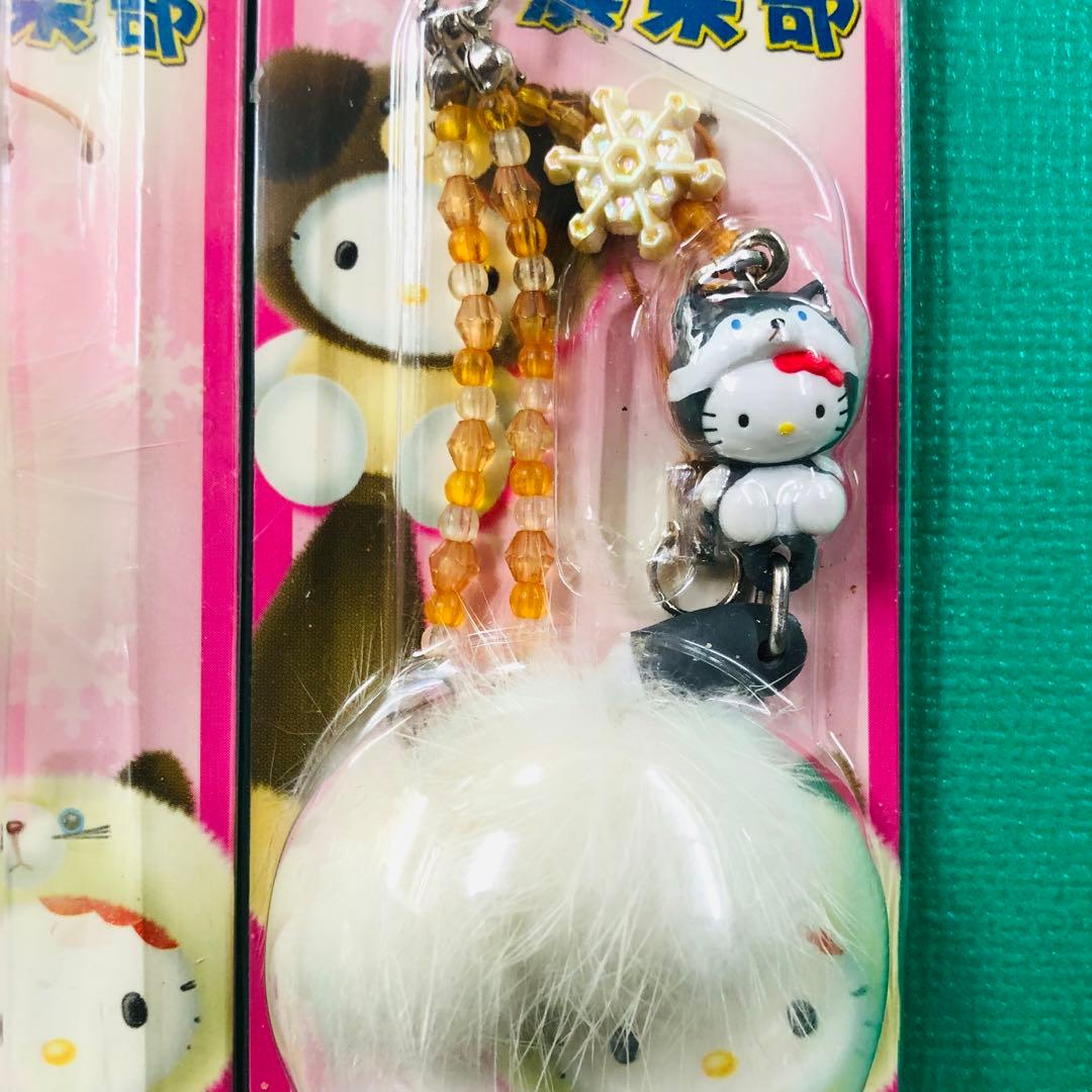 2002年製 レア★ハローキティ しっぽ倶楽部 ハスキー犬 ぼんぼんストラップ