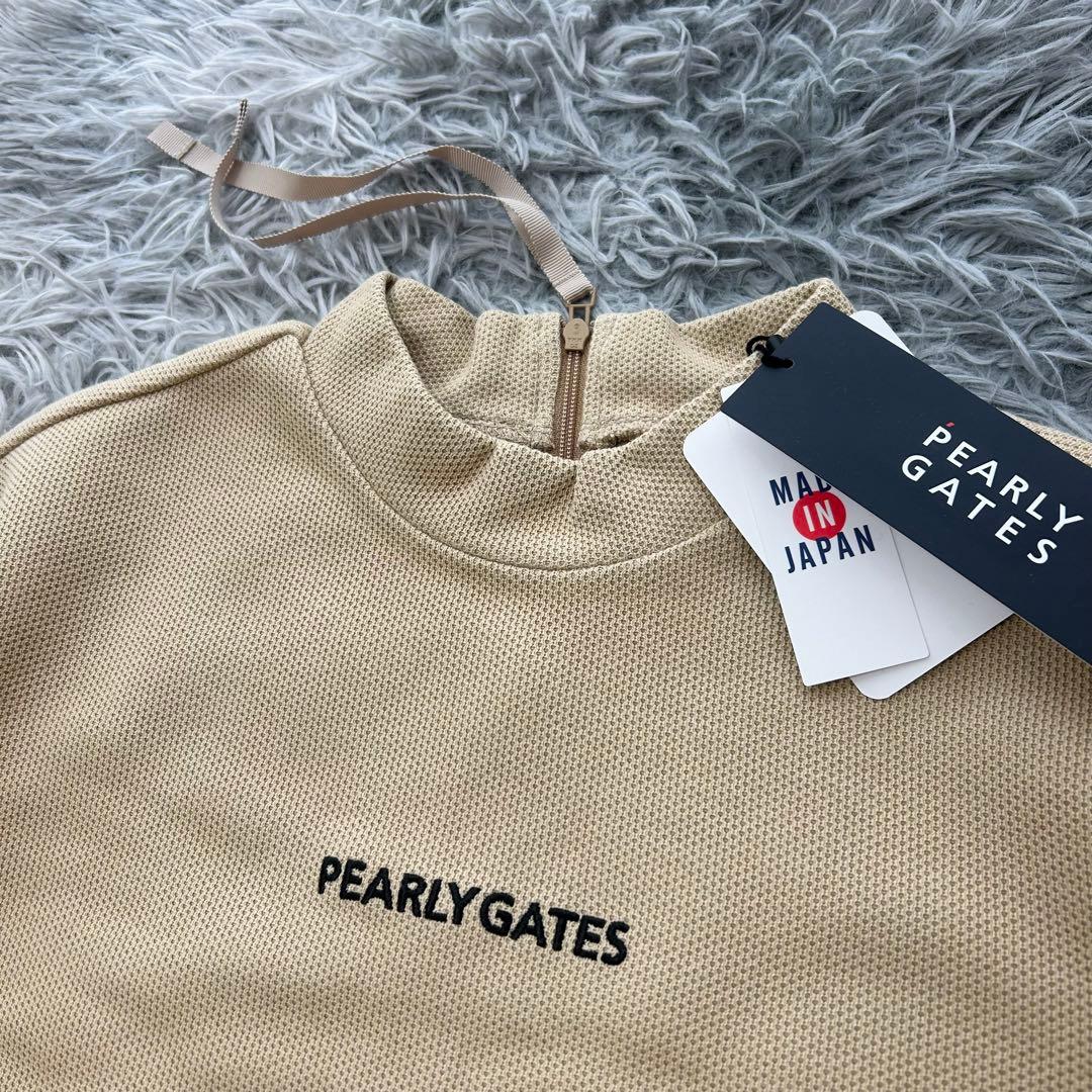 新品　パーリーゲイツ　ワンピース　モックネック　長袖　ベージュ　レオパード　1