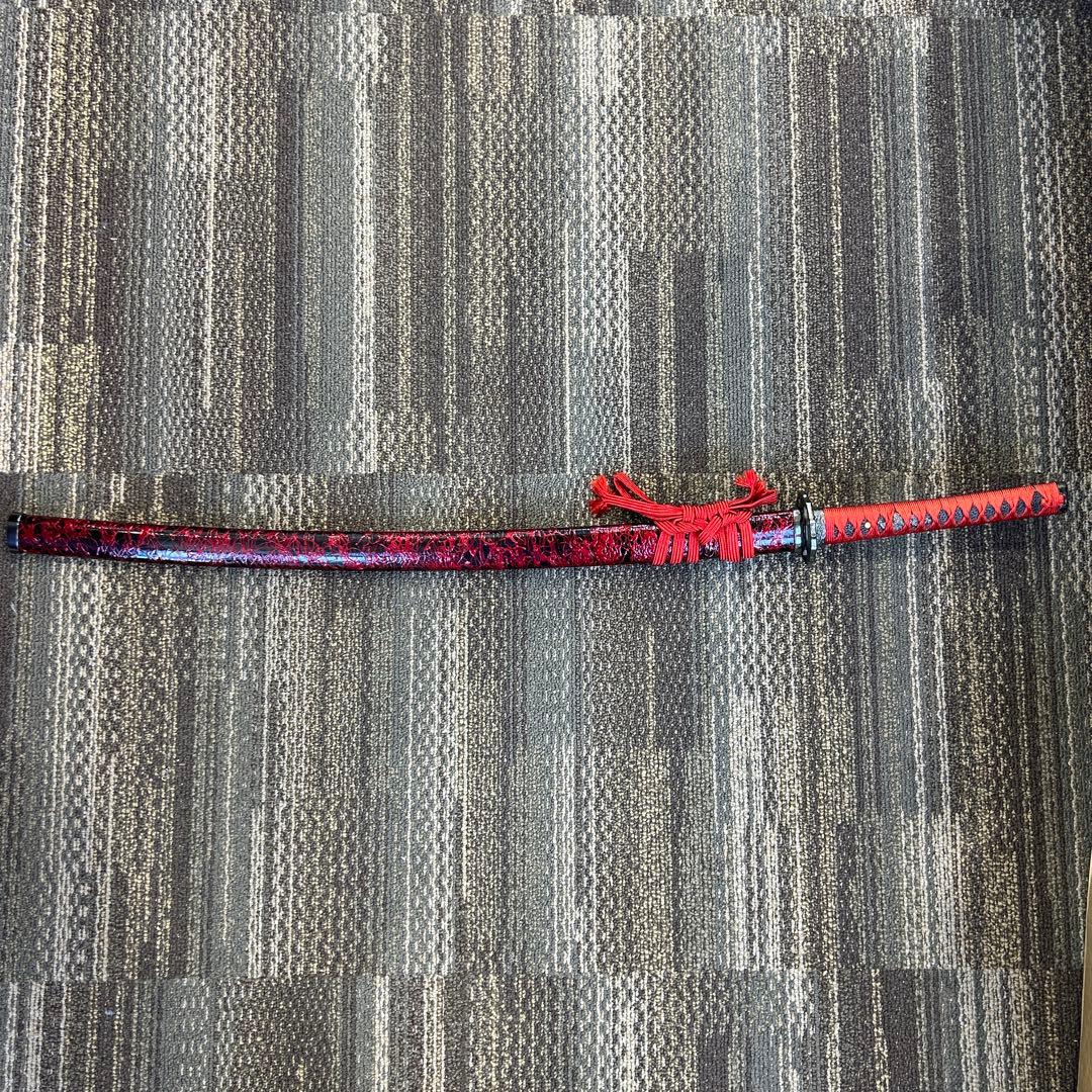 ジ*ム様 1113 模造刀 赤 レッド 約1m5cm アンティーク 美術品 舞踏