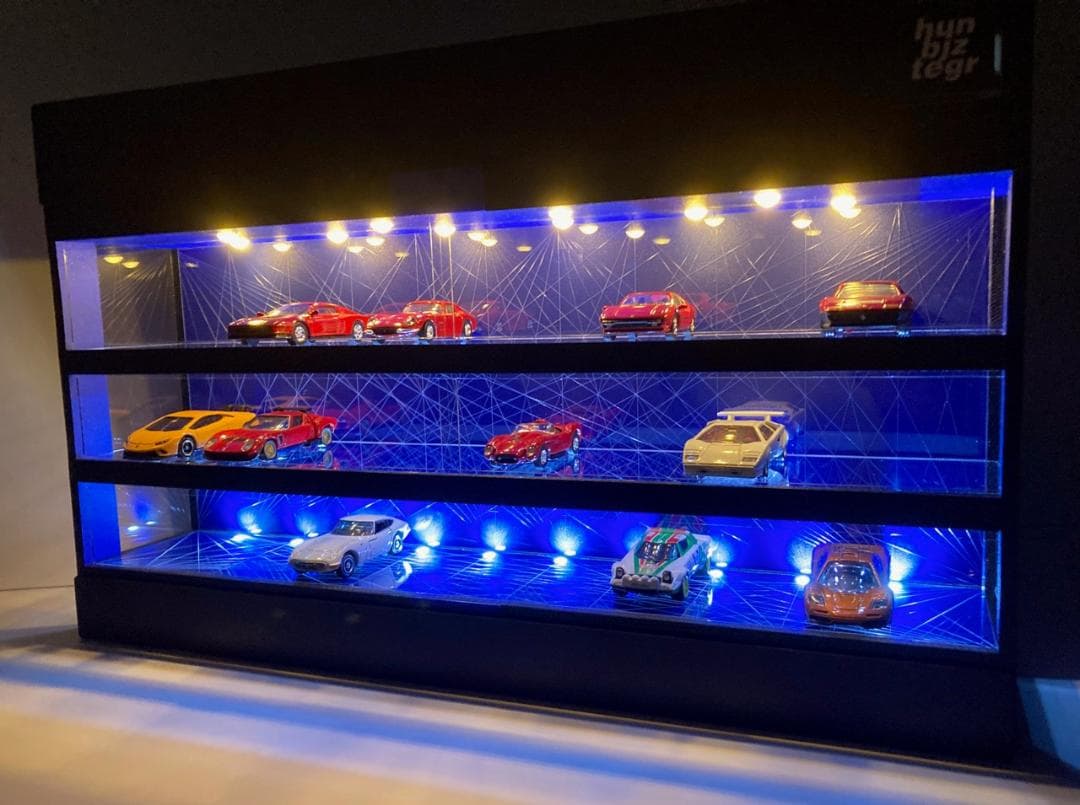 1/64展示30台可・コバルトブルー幾何学目地・ディスプレーBOX/ネオジオラマ