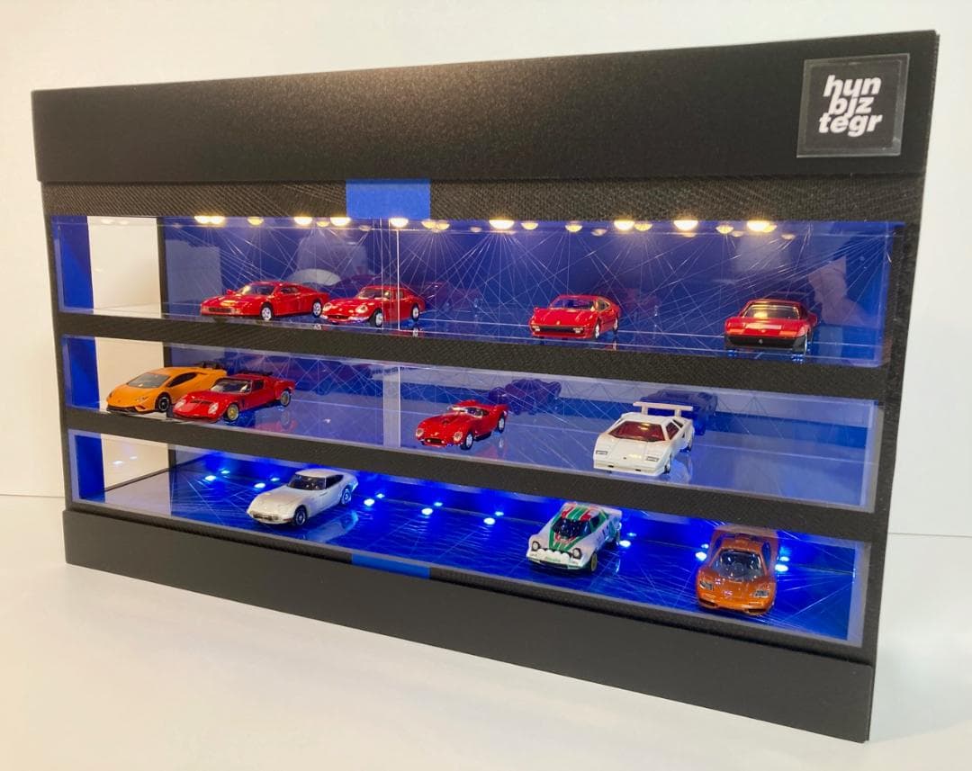 1/64展示30台可・コバルトブルー幾何学目地・ディスプレーBOX/ネオジオラマ