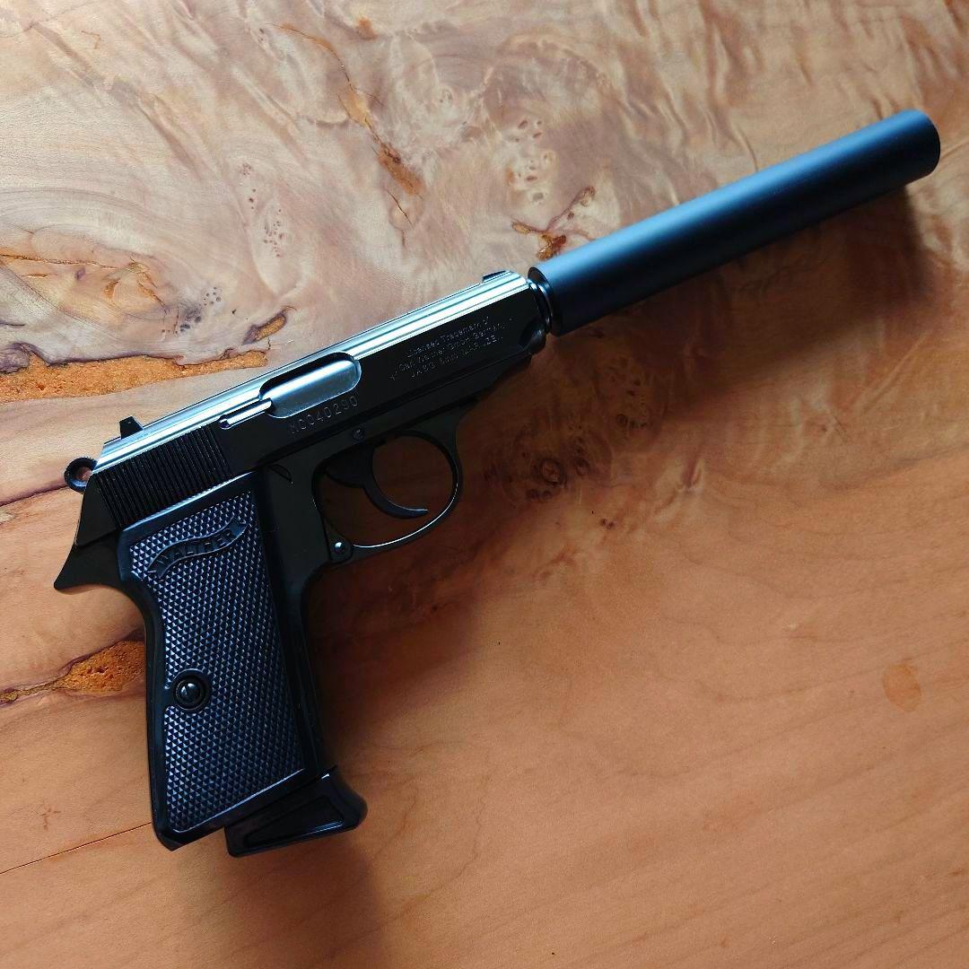 WALTHER PPK/S ブラックメタル ガスガン サイレンサー付