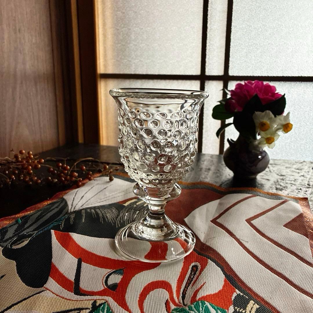 骨董　作家物　スタジオガラス　舩木倭帆　霰ガラス　ワイングラス　1客②