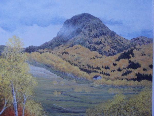 原田 満佐子 【爽秋笠々岳】 希少画集画、状態良好、新品高級額装付