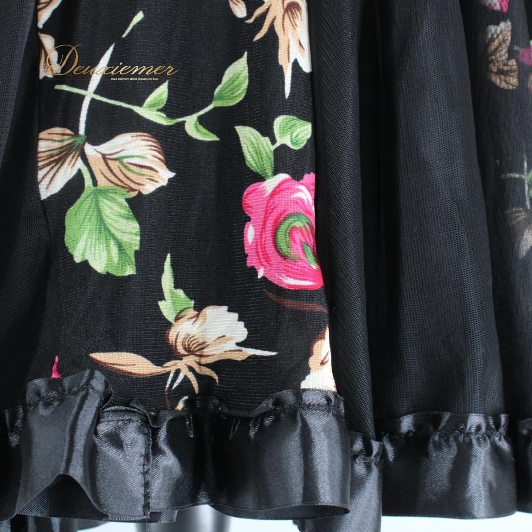 【美品 社交ダンス衣装】ブラック gentil スカート 黒 花柄 ストレッチ
