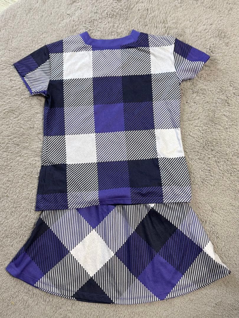SIC 紫 チェック柄 Vネック テニスウェア