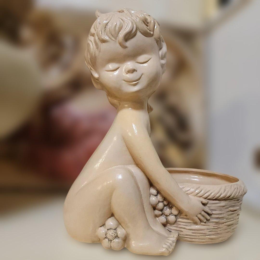 70's　昭和レトロ置物　鉢カバー　プランタースタンド　オブジェ　置物　希少