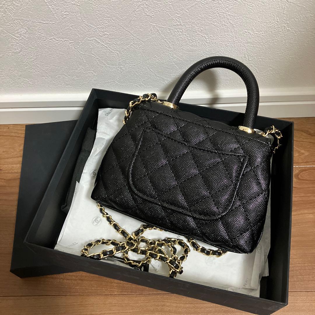 CHANEL ハンドルキルティングミニショルダーバッグ ブラック